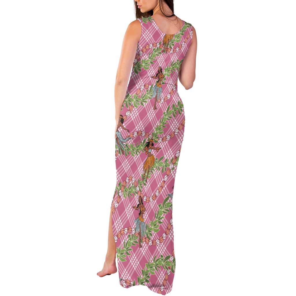 Lokelani Pink Palaka Hula Girls Seamless Hawaii Aloha Tank Maxi Dress - Polynesian Pride