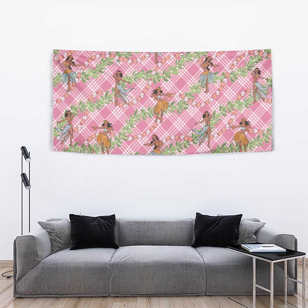 Lokelani Pink Palaka Hula Girls Seamless Hawaii Aloha Tapestry - Polynesian Pride