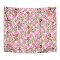 Lokelani Pink Palaka Hula Girls Seamless Hawaii Aloha Tapestry - Polynesian Pride