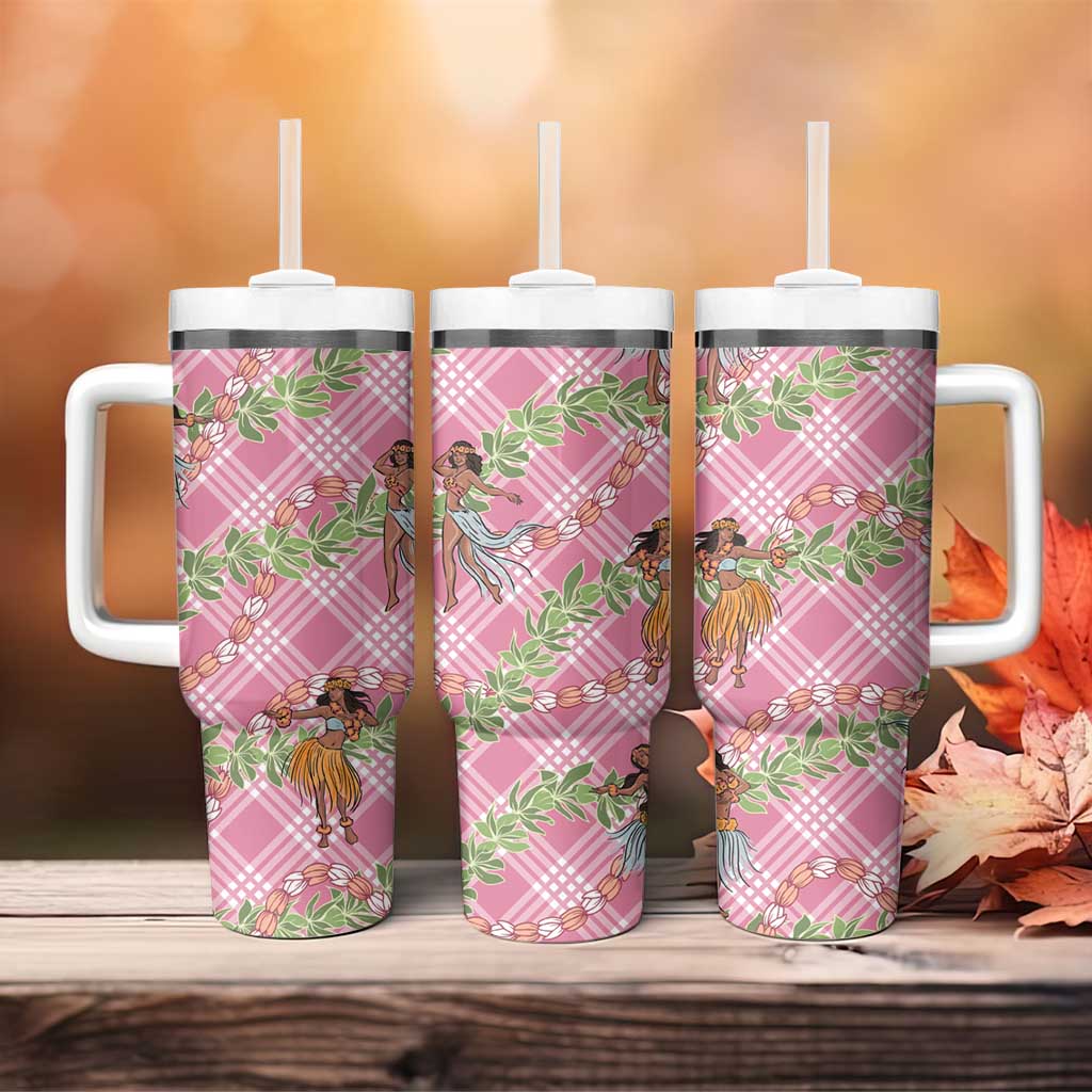 Lokelani Pink Palaka Hula Girls Seamless Hawaii Aloha Tumbler With Handle - Polynesian Pride