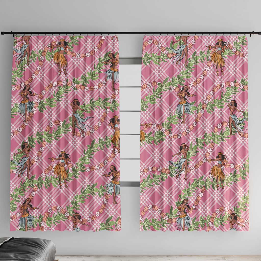 Lokelani Pink Palaka Hula Girls Seamless Hawaii Aloha Window Curtain - Polynesian Pride