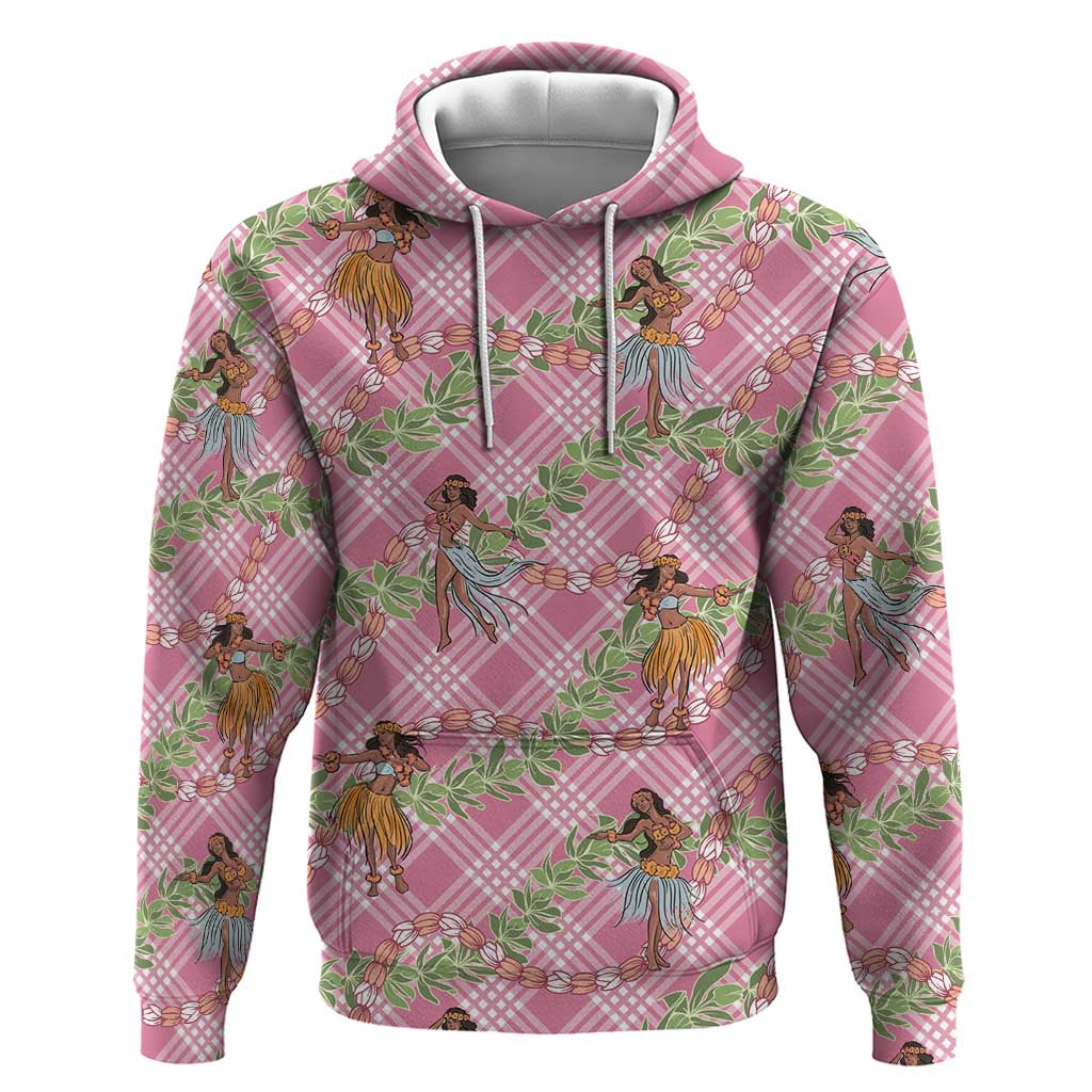 Lokelani Pink Palaka Hula Girls Seamless Hawaii Aloha Zip Hoodie - Polynesian Pride