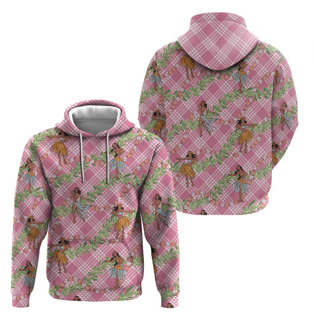 Lokelani Pink Palaka Hula Girls Seamless Hawaii Aloha Zip Hoodie - Polynesian Pride