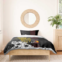 Personalized Papua New Guinea 50th Independence Anniversary Bedding Set Oro Tapa Mix Plumeria