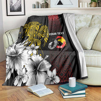 Personalized Papua New Guinea 50th Independence Anniversary Blanket Oro Tapa Mix Plumeria LT7 Black - Polynesian Pride
