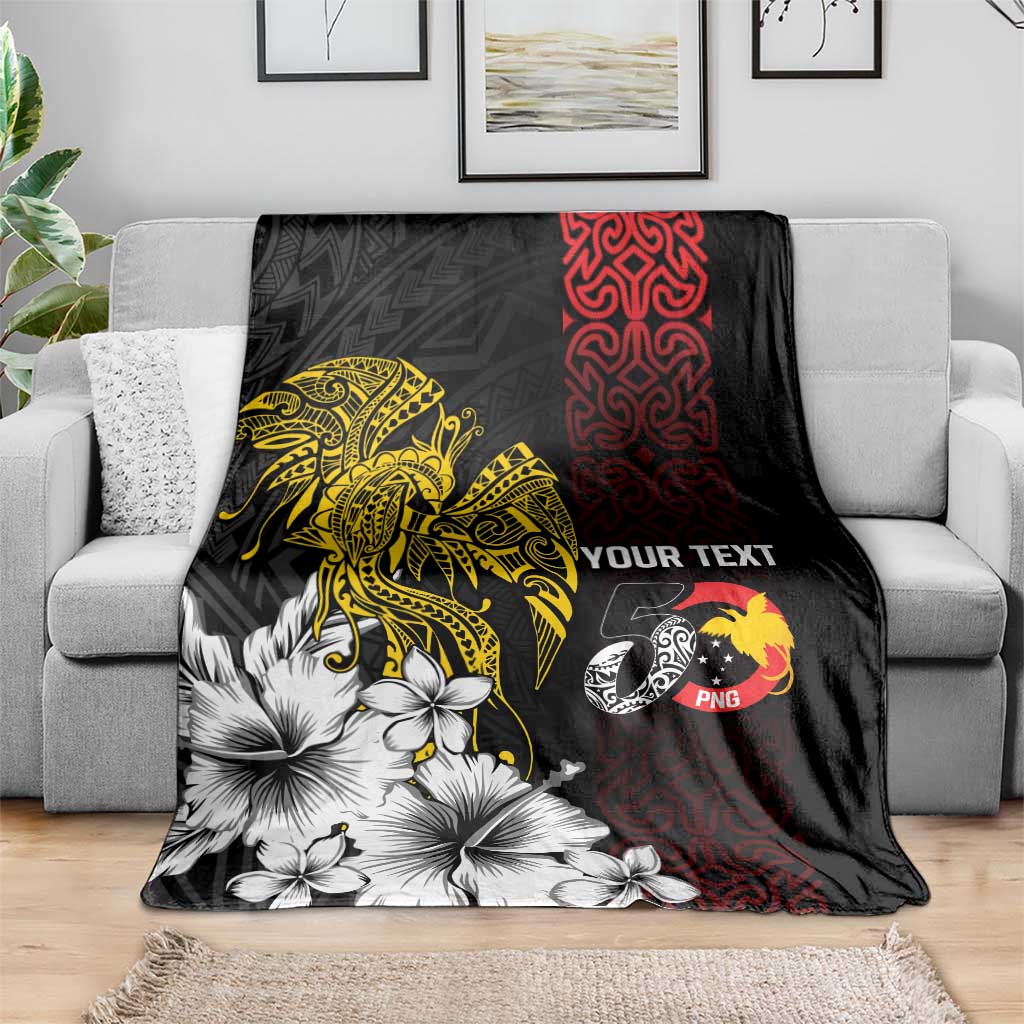 Personalized Papua New Guinea 50th Independence Anniversary Blanket Oro Tapa Mix Plumeria LT7 - Polynesian Pride