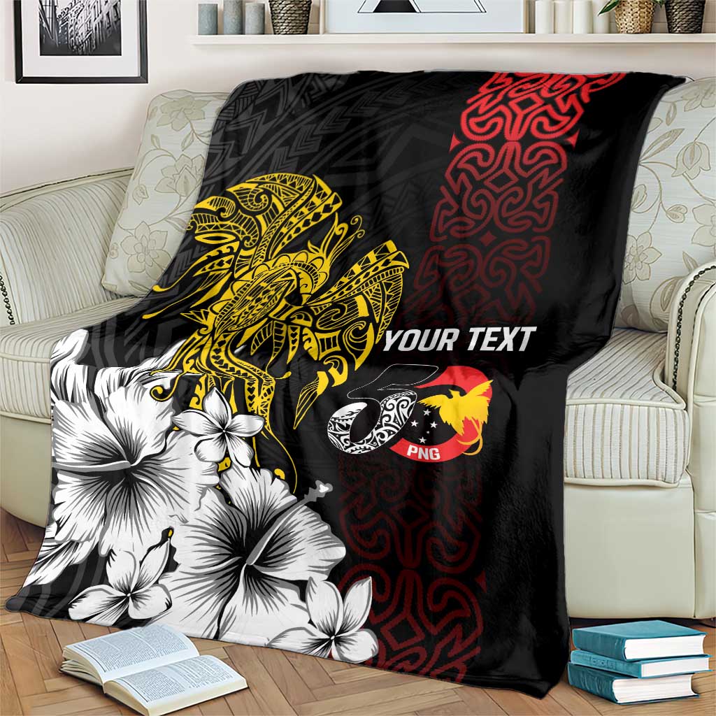 Personalized Papua New Guinea 50th Independence Anniversary Blanket Oro Tapa Mix Plumeria LT7 - Polynesian Pride