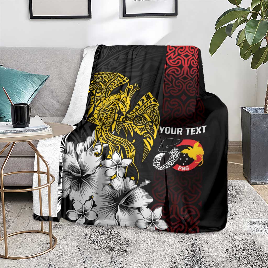 Personalized Papua New Guinea 50th Independence Anniversary Blanket Oro Tapa Mix Plumeria LT7 - Polynesian Pride