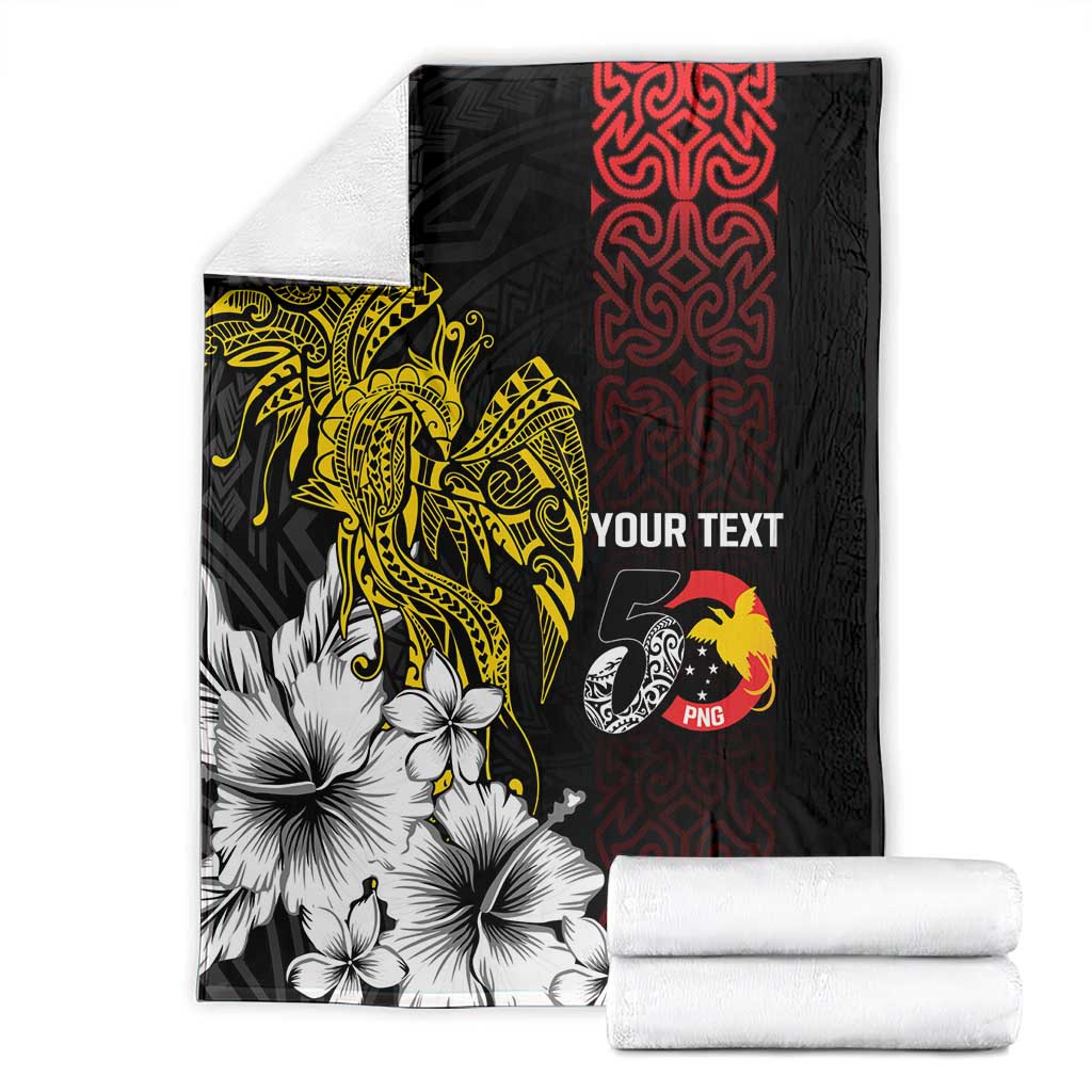 Personalized Papua New Guinea 50th Independence Anniversary Blanket Oro Tapa Mix Plumeria LT7 - Polynesian Pride