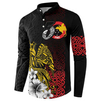 Personalized Papua New Guinea 50th Independence Anniversary Button Sweatshirt Oro Tapa Mix Plumeria LT7 - Polynesian Pride