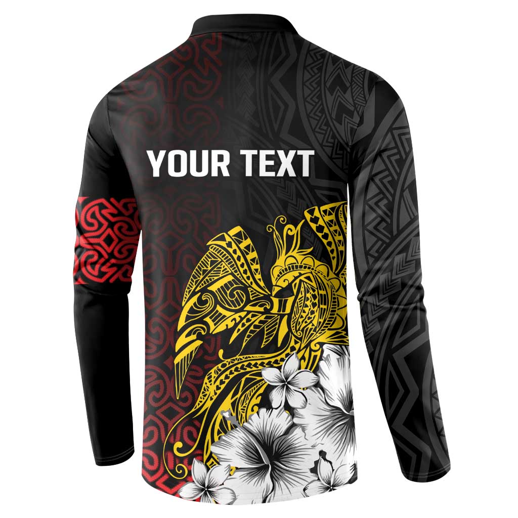 Personalized Papua New Guinea 50th Independence Anniversary Button Sweatshirt Oro Tapa Mix Plumeria LT7 - Polynesian Pride