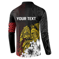 Personalized Papua New Guinea 50th Independence Anniversary Button Sweatshirt Oro Tapa Mix Plumeria LT7 - Polynesian Pride