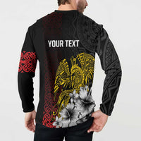 Personalized Papua New Guinea 50th Independence Anniversary Button Sweatshirt Oro Tapa Mix Plumeria LT7 - Polynesian Pride