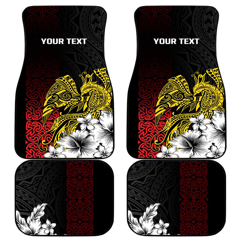 Personalized Papua New Guinea 50th Independence Anniversary Car Mats Oro Tapa Mix Plumeria LT7 - Polynesian Pride