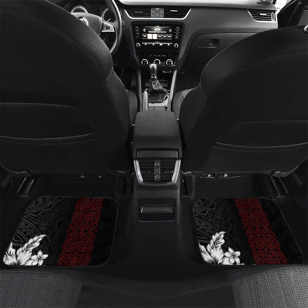 Personalized Papua New Guinea 50th Independence Anniversary Car Mats Oro Tapa Mix Plumeria LT7 Set 2pcs - Back Black - Polynesian Pride