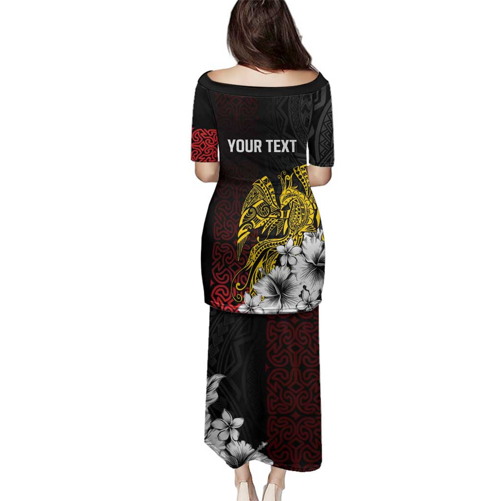 Personalized Papua New Guinea 50th Independence Anniversary Family Matching Puletasi and Hawaiian Shirt Oro Tapa Mix Plumeria