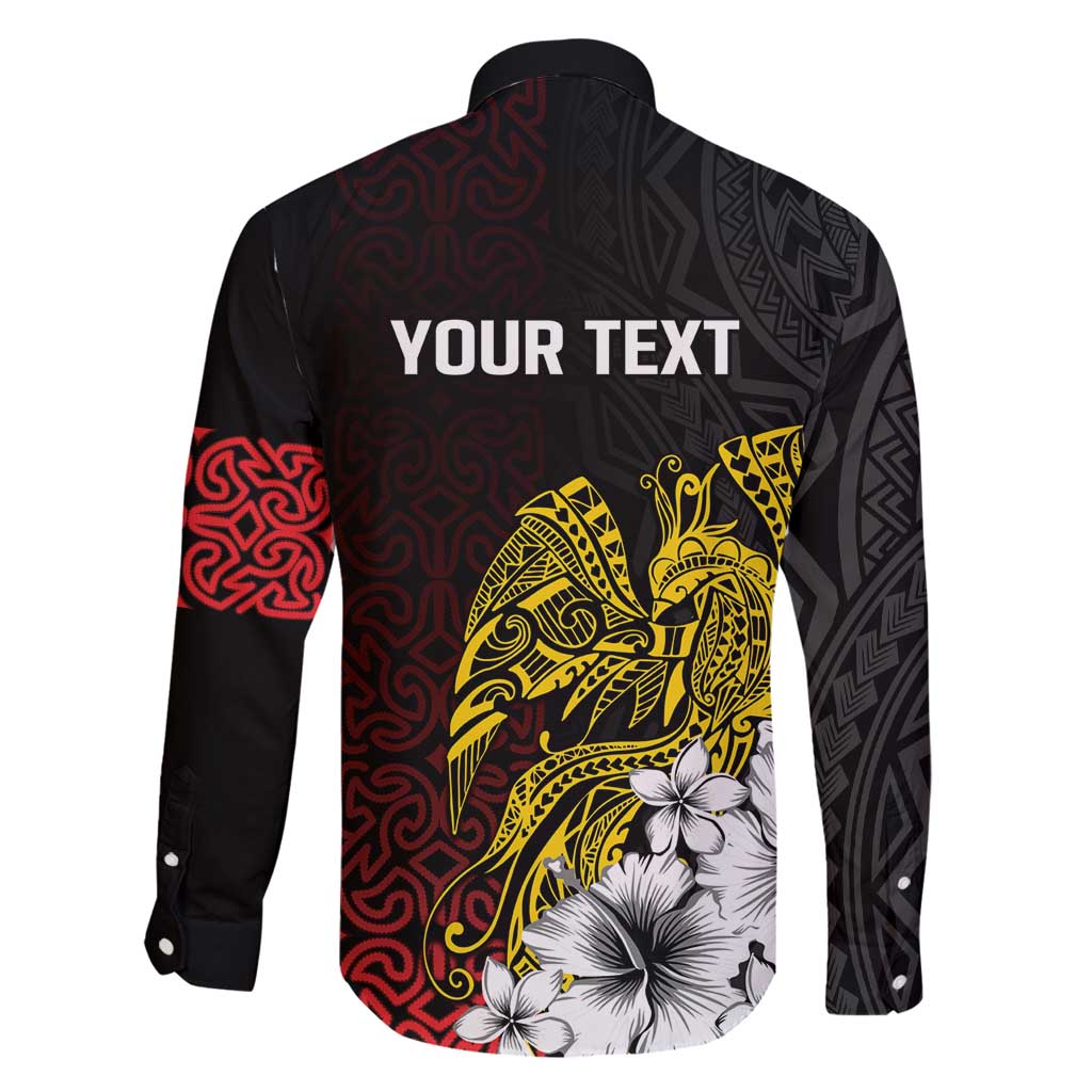 Personalized Papua New Guinea 50th Independence Anniversary Family Matching Tank Maxi Dress and Hawaiian Shirt Oro Tapa Mix Plumeria