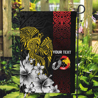 Personalized Papua New Guinea 50th Independence Anniversary Garden Flag Oro Tapa Mix Plumeria LT7 Garden Flag Black - Polynesian Pride