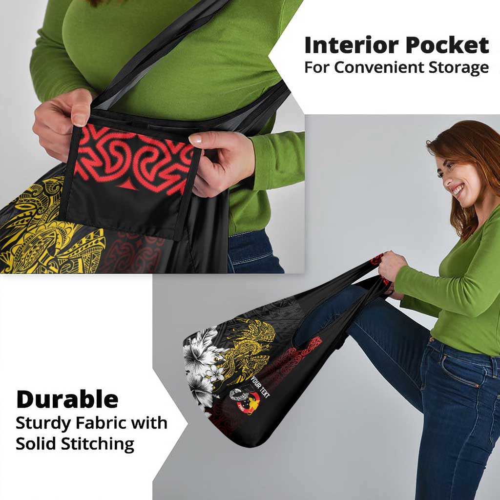 Personalized Papua New Guinea 50th Independence Anniversary Grocery Bag Oro Tapa Mix Plumeria