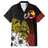 Personalized Papua New Guinea 50th Independence Anniversary Hawaiian Shirt Oro Tapa Mix Plumeria LT7 Black - Polynesian Pride