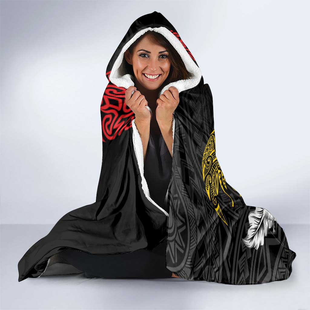 Personalized Papua New Guinea 50th Independence Anniversary Hooded Blanket Oro Tapa Mix Plumeria LT7 - Polynesian Pride