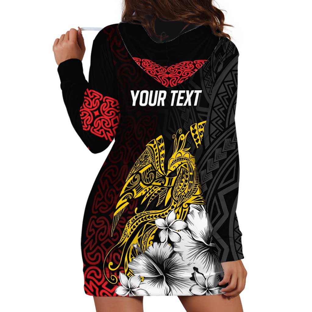 Personalized Papua New Guinea 50th Independence Anniversary Hoodie Dress Oro Tapa Mix Plumeria