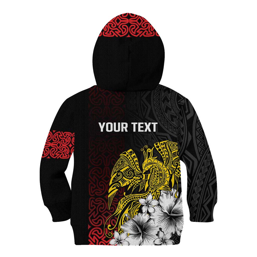 Personalized Papua New Guinea 50th Independence Anniversary Kid Hoodie Oro Tapa Mix Plumeria