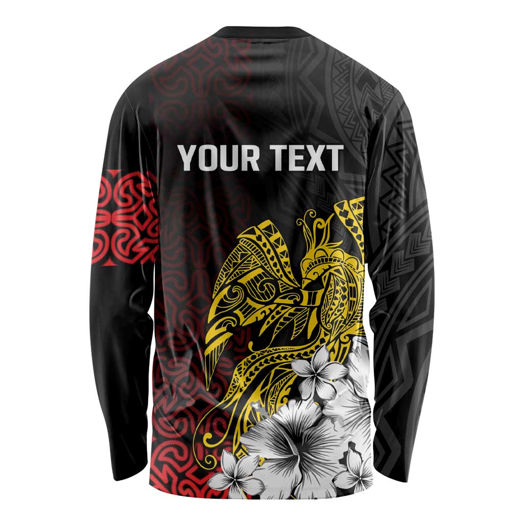 Personalized Papua New Guinea 50th Independence Anniversary Long Sleeve Shirt Oro Tapa Mix Plumeria LT7 - Polynesian Pride