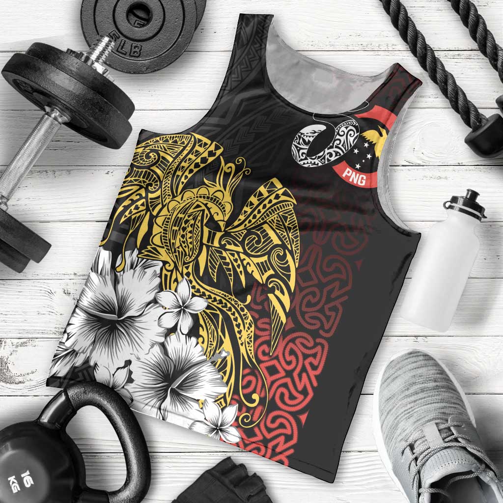 Personalized Papua New Guinea 50th Independence Anniversary Men Tank Top Oro Tapa Mix Plumeria LT7 - Polynesian Pride