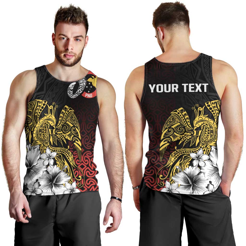 Personalized Papua New Guinea 50th Independence Anniversary Men Tank Top Oro Tapa Mix Plumeria LT7 - Polynesian Pride