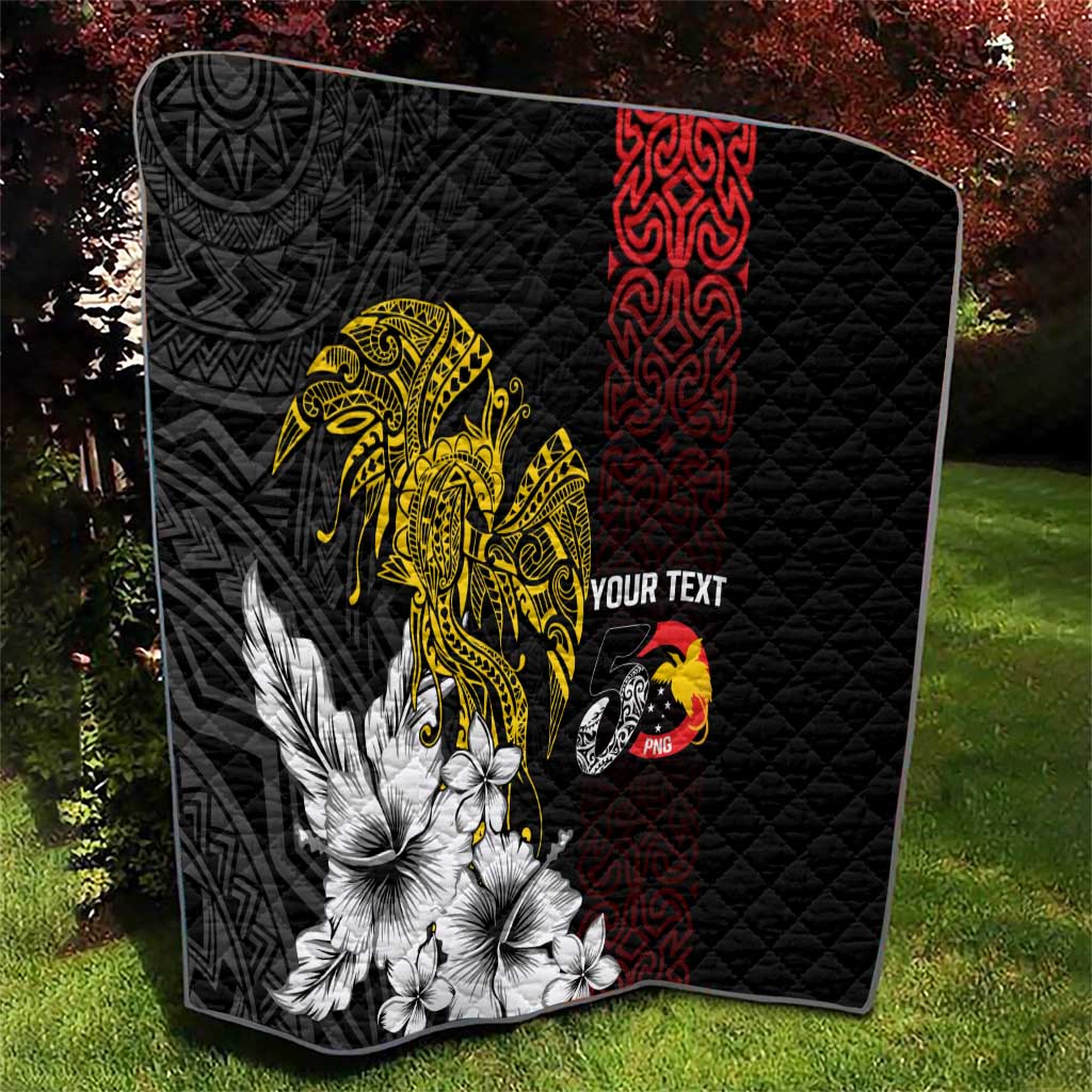Personalized Papua New Guinea 50th Independence Anniversary Quilt Oro Tapa Mix Plumeria