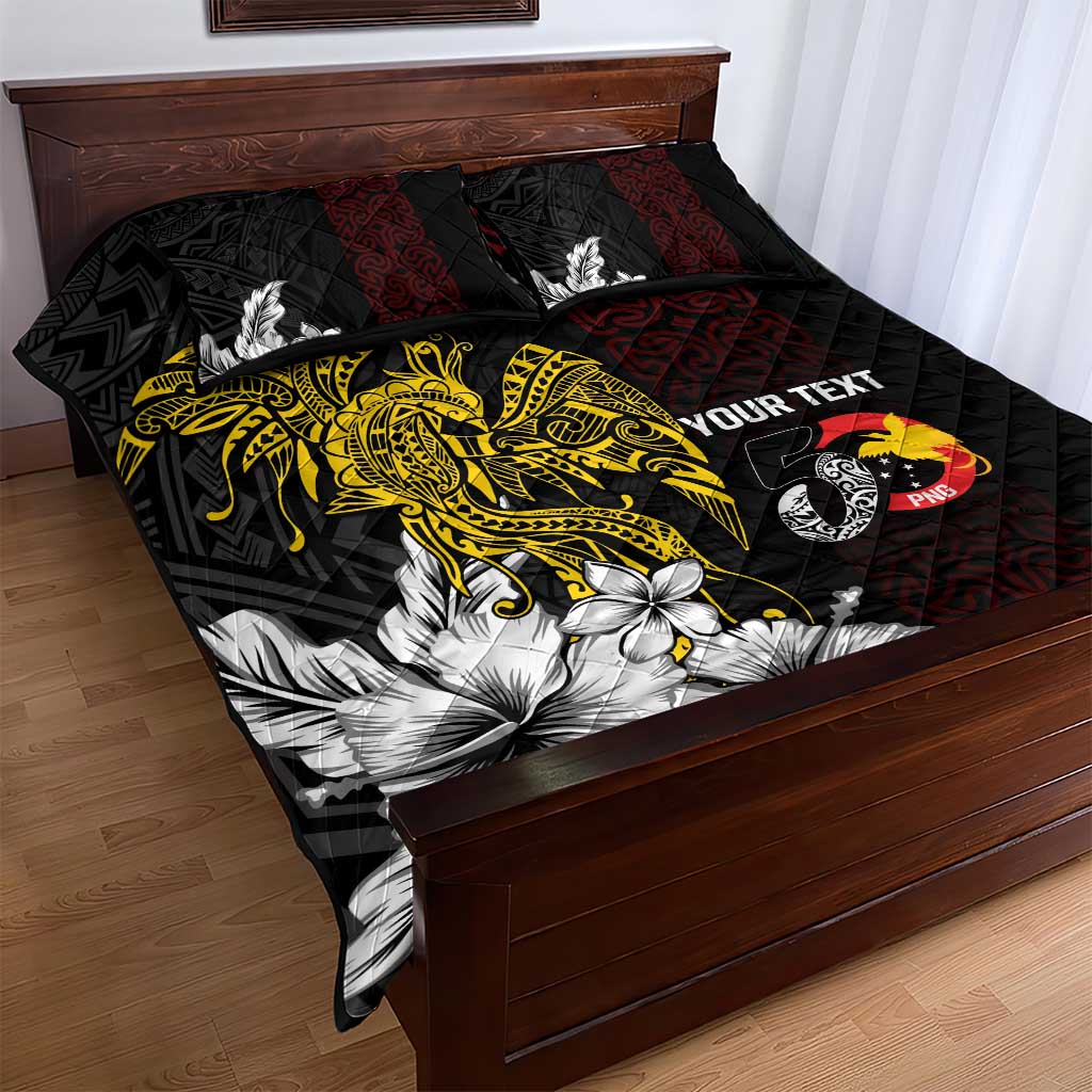 Personalized Papua New Guinea 50th Independence Anniversary Quilt Bed Set Oro Tapa Mix Plumeria LT7 - Polynesian Pride