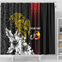 Personalized Papua New Guinea 50th Independence Anniversary Shower Curtain Oro Tapa Mix Plumeria