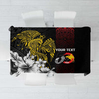 Personalized Papua New Guinea 50th Independence Anniversary Tablecloth Oro Tapa Mix Plumeria LT7 Black - Polynesian Pride