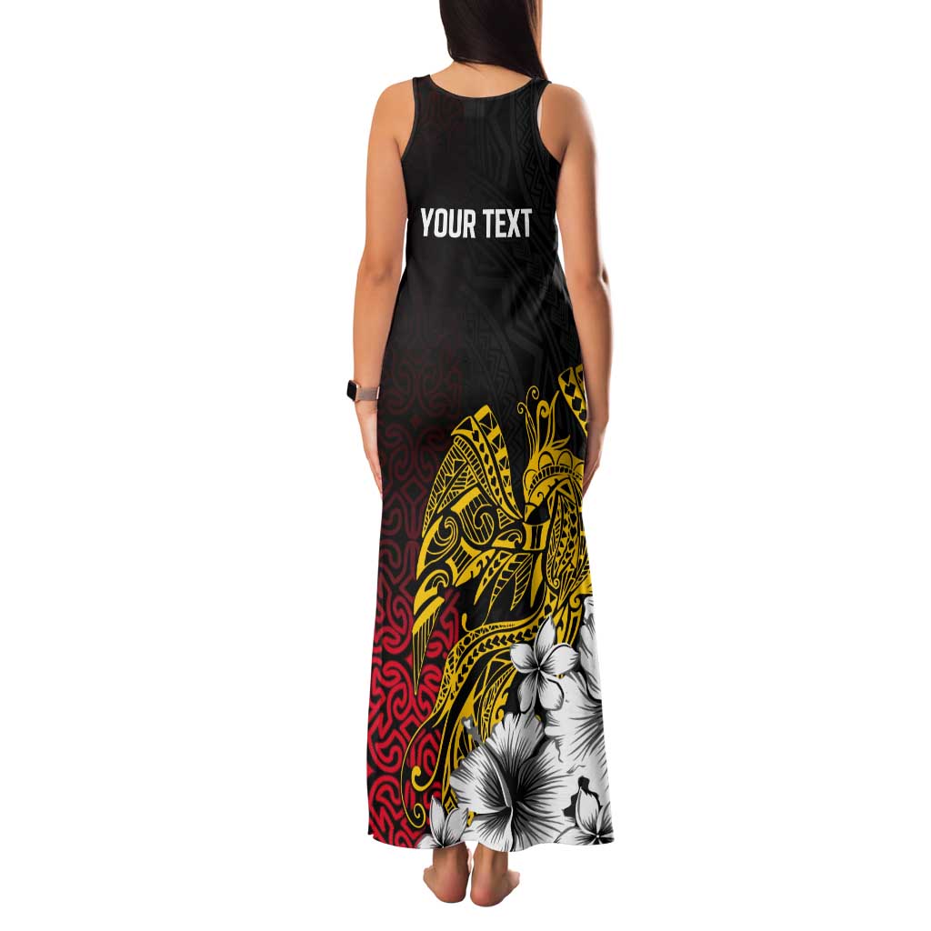 Personalized Papua New Guinea 50th Independence Anniversary Tank Maxi Dress Oro Tapa Mix Plumeria