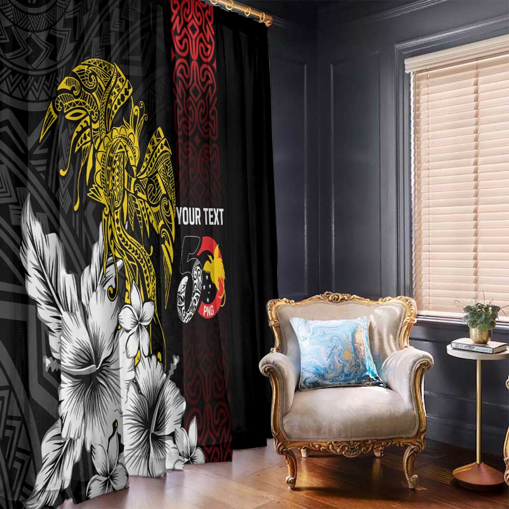 Personalized Papua New Guinea 50th Independence Anniversary Window Curtain Oro Tapa Mix Plumeria LT7 - Polynesian Pride