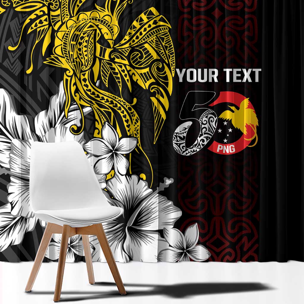 Personalized Papua New Guinea 50th Independence Anniversary Window Curtain Oro Tapa Mix Plumeria LT7 - Polynesian Pride