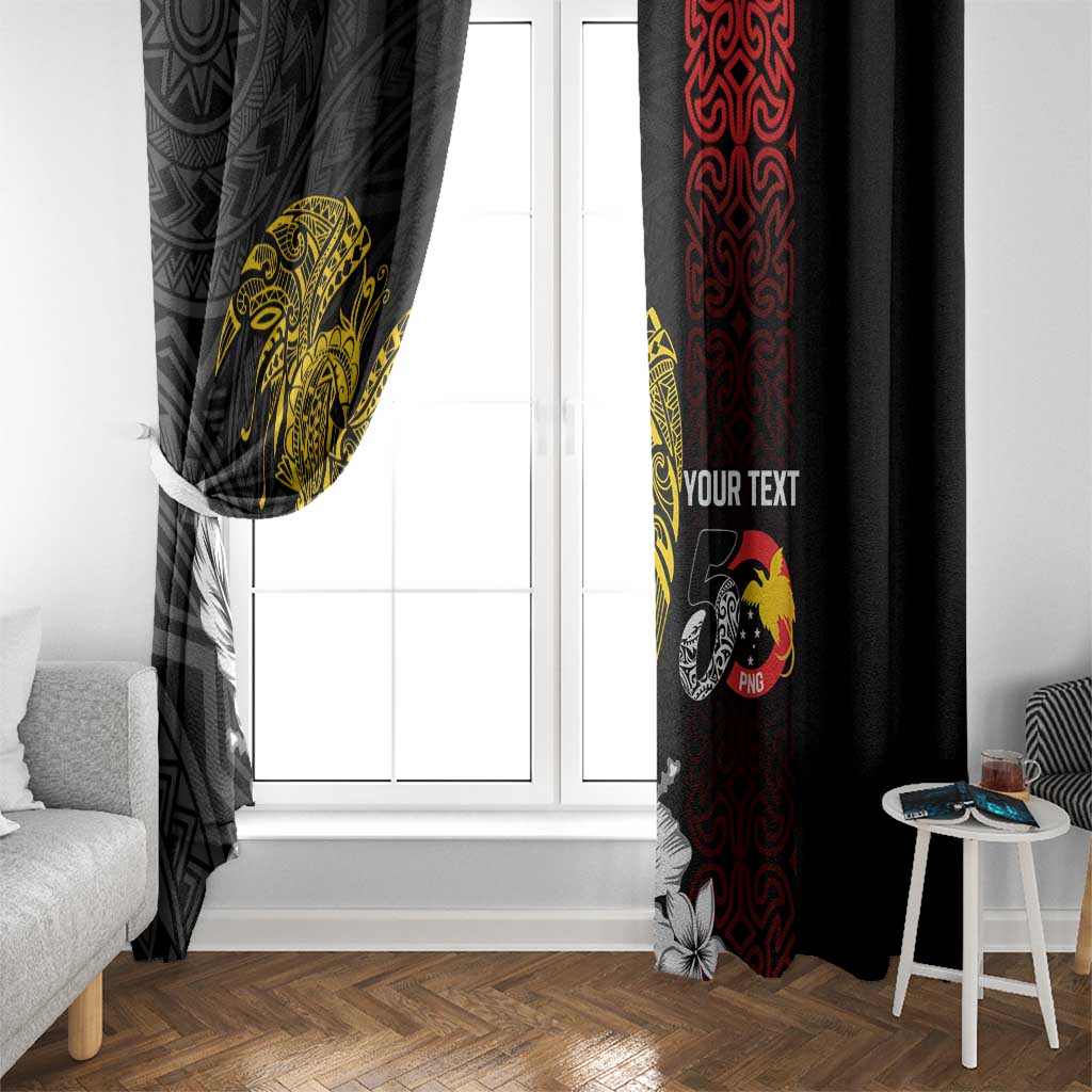 Personalized Papua New Guinea 50th Independence Anniversary Window Curtain Oro Tapa Mix Plumeria LT7 - Polynesian Pride