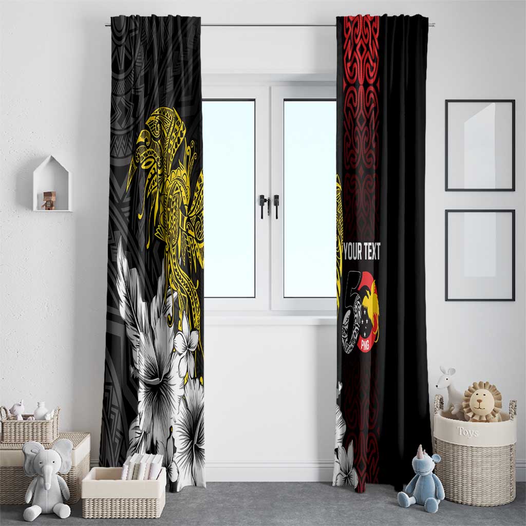 Personalized Papua New Guinea 50th Independence Anniversary Window Curtain Oro Tapa Mix Plumeria LT7 - Polynesian Pride