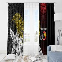 Personalized Papua New Guinea 50th Independence Anniversary Window Curtain Oro Tapa Mix Plumeria LT7 - Polynesian Pride