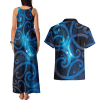 New Zealand Maori Matariki Couples Matching Tank Maxi Dress and Hawaiian Shirt Galaxy Kowhaiwhai