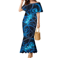 New Zealand Maori Matariki Family Matching Mermaid Dress and Hawaiian Shirt Galaxy Kowhaiwhai