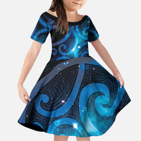 New Zealand Maori Matariki Family Matching Off Shoulder Maxi Dress and Hawaiian Shirt Galaxy Kowhaiwhai