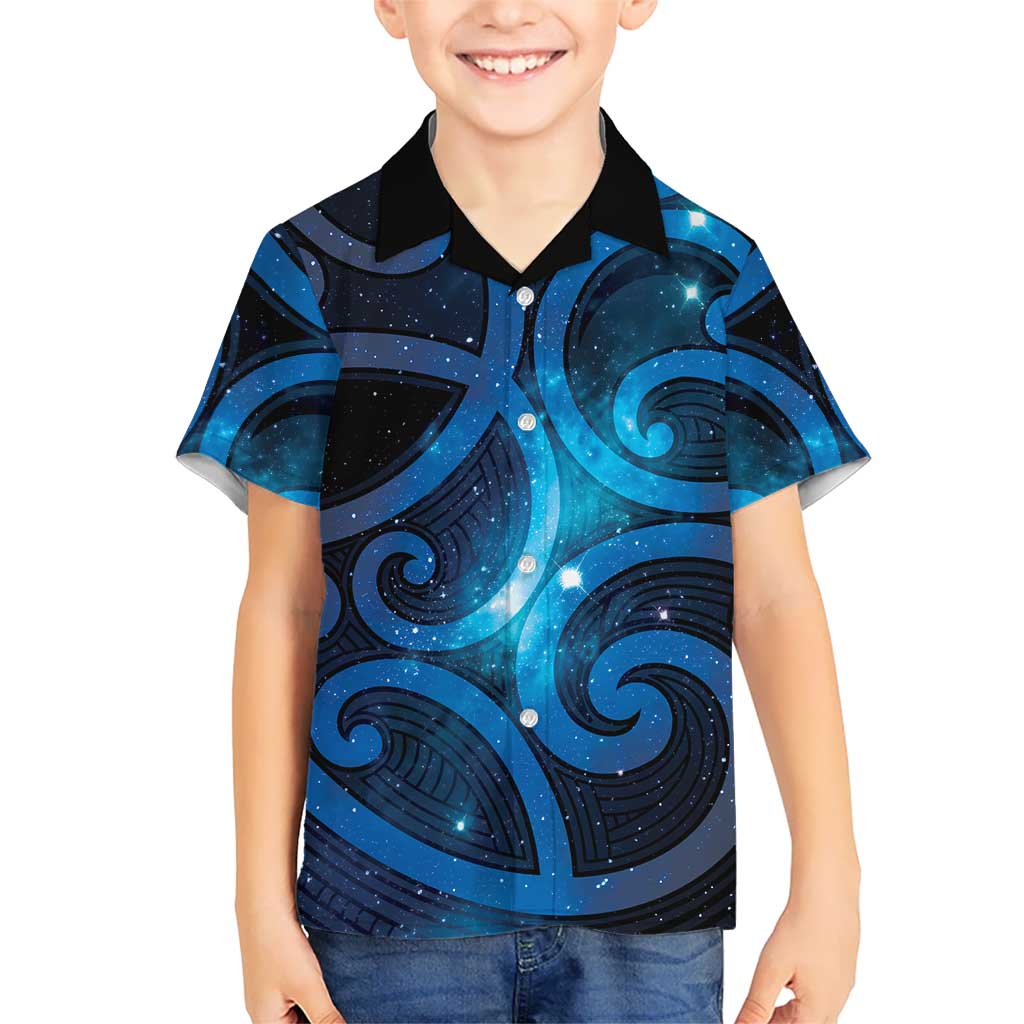 New Zealand Maori Matariki Family Matching Summer Maxi Dress and Hawaiian Shirt Galaxy Kowhaiwhai