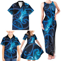 New Zealand Maori Matariki Family Matching Tank Maxi Dress and Hawaiian Shirt Galaxy Kowhaiwhai