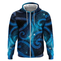 New Zealand Maori Matariki Hoodie Galaxy Kowhaiwhai LT7 Zip Hoodie Galaxy - Polynesian Pride