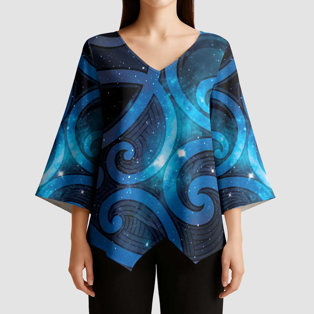 New Zealand Maori Matariki Kimono Sleeve Blouse Galaxy Kowhaiwhai LT7 - Polynesian Pride