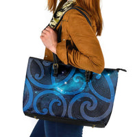 New Zealand Maori Matariki Leather Tote Bag Galaxy Kowhaiwhai LT7 Galaxy - Polynesian Pride