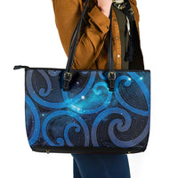 New Zealand Maori Matariki Leather Tote Bag Galaxy Kowhaiwhai LT7 - Polynesian Pride