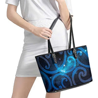 New Zealand Maori Matariki Leather Tote Bag Galaxy Kowhaiwhai LT7 - Polynesian Pride